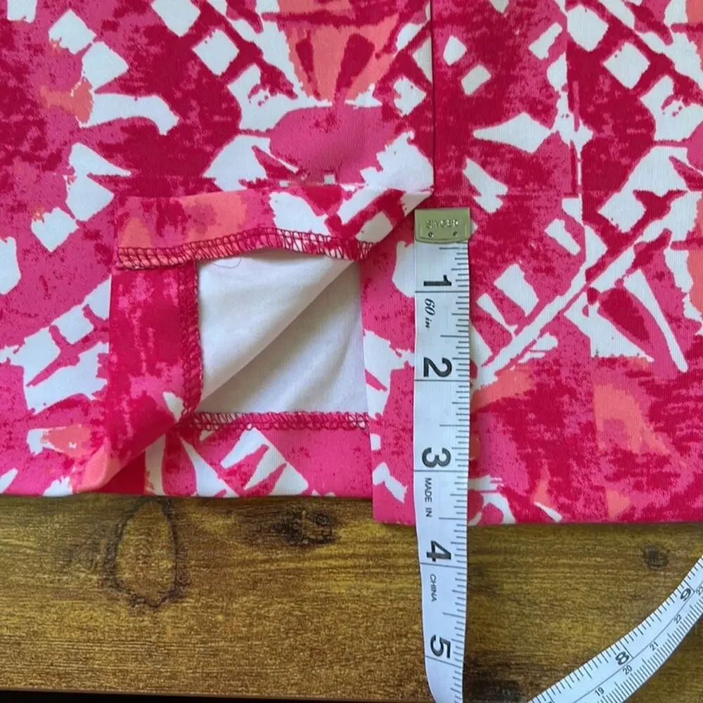 INC Pink & White Abstract Stretchy Pencil Skirt